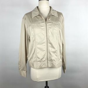 Chicos Khaki Tan Lightweight Zip Jacket Size 1 Med